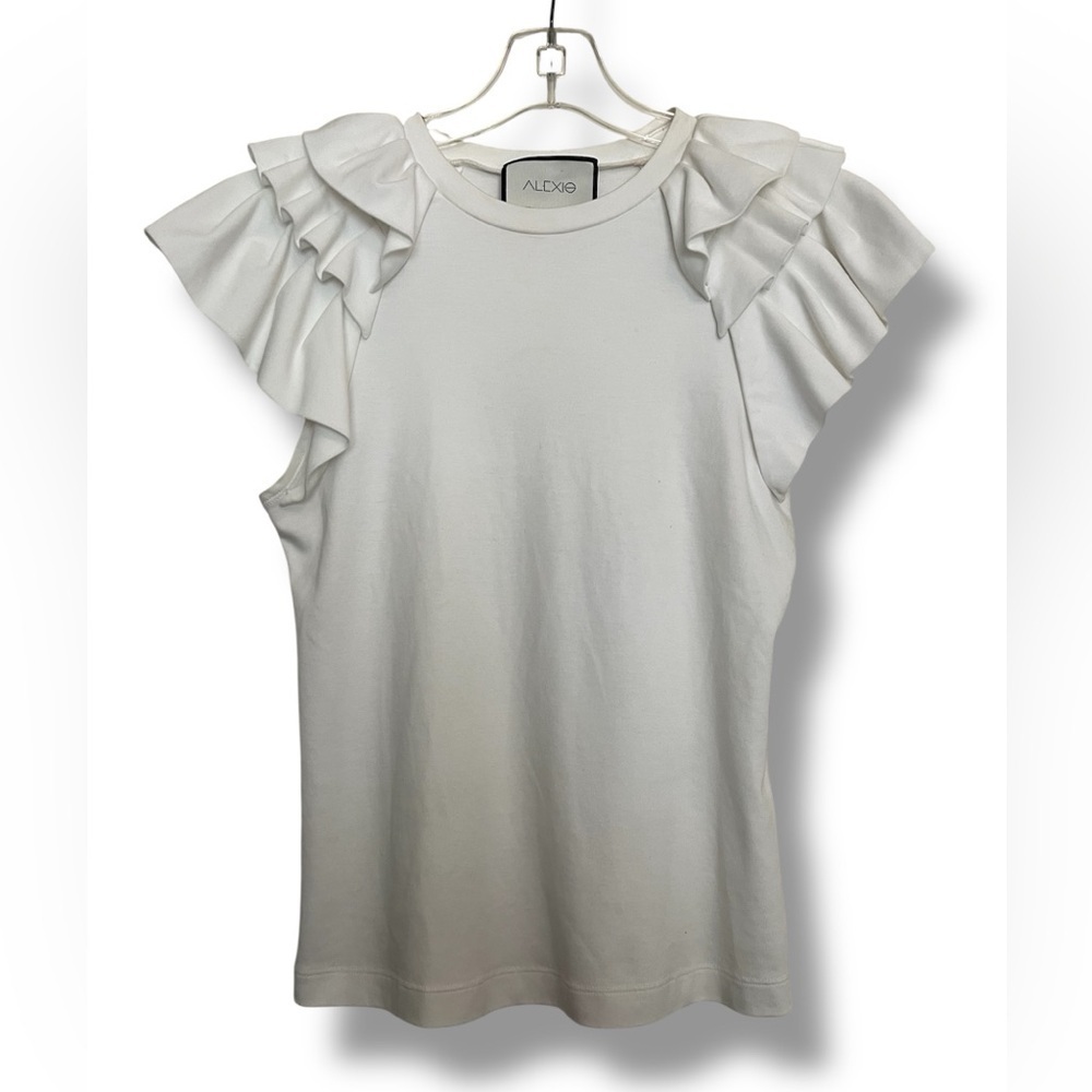 Alexis White Tiered Ruffle Sleeve Tshirt